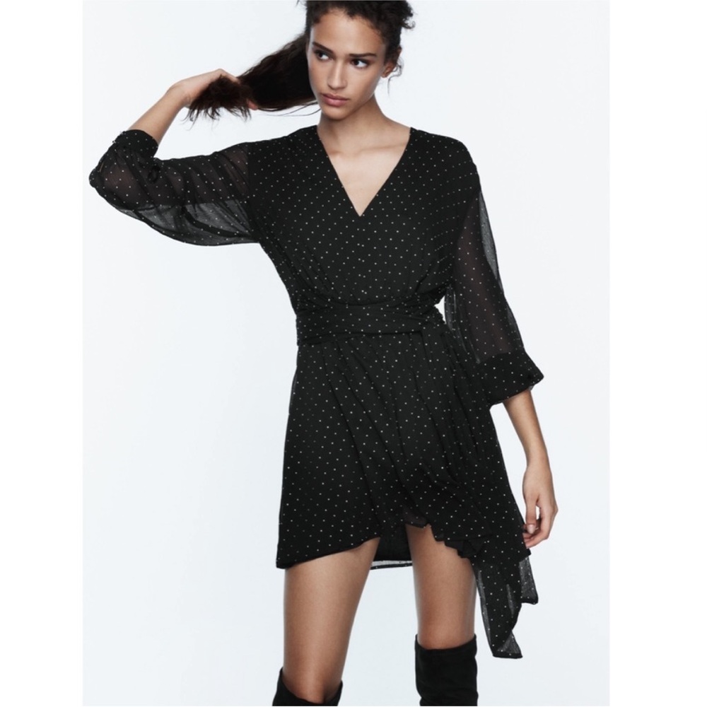 Zara limited edition rhinestone belted mini dress